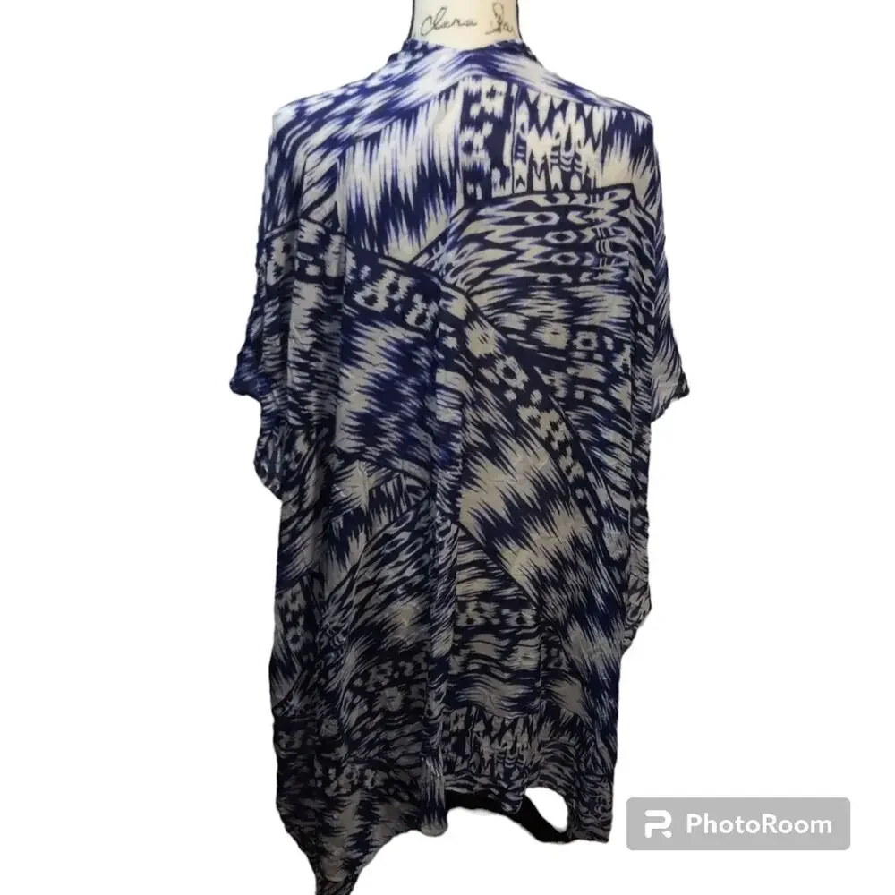 Michael Stars ZUL Brushed Batik Scarf Cape Duster Swim Cover-up Shrug Size OS